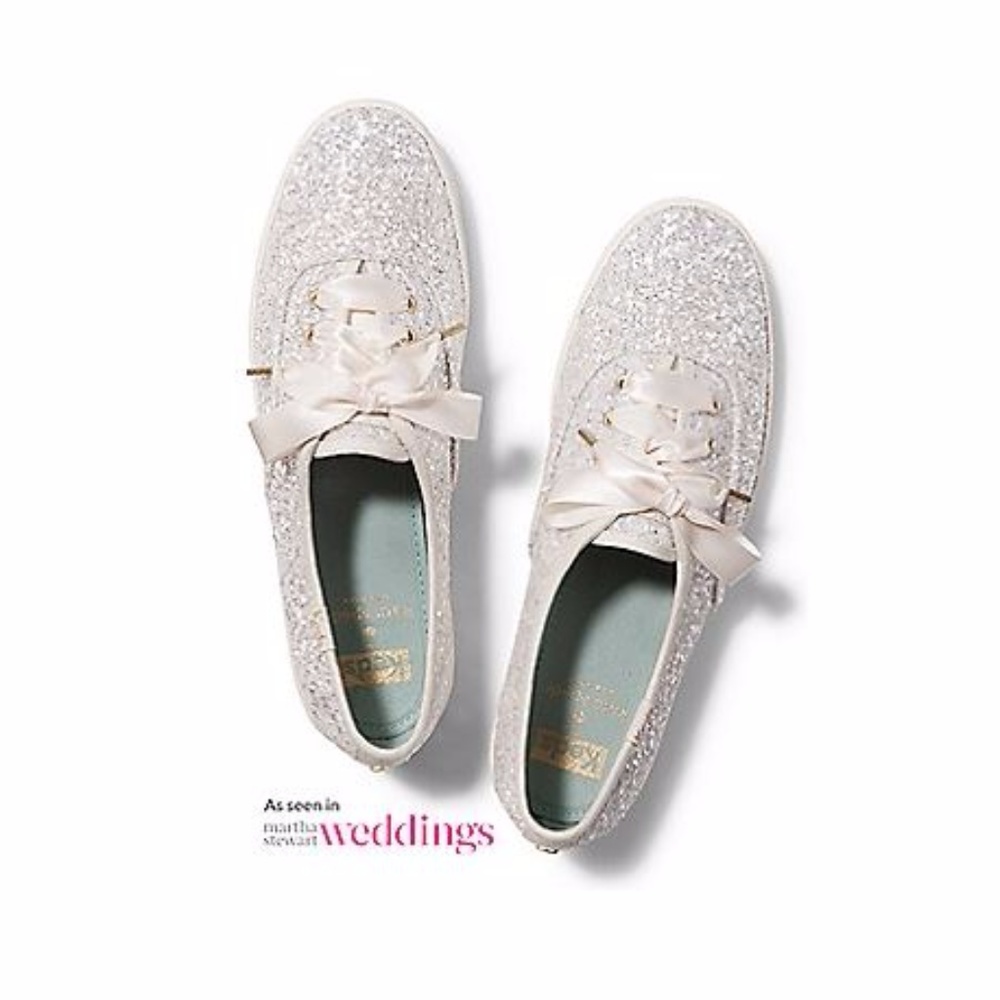 NWT White Glitter Keds
